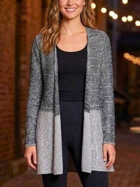 BELLDINI Sequined Open Front Cardigan Sweater NWT Size S